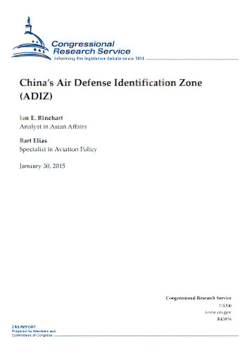 China's Air Defense Identification Zone (adiz), De Gressional Research Service., Vol. 1. Editorial Createspace, Tapa Blanda En Inglés, 2015