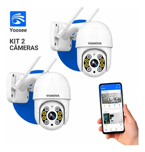 Kit 2 Câmeras Ip Yoosee Prova Da água Infravermelho Externa Wifi Branco