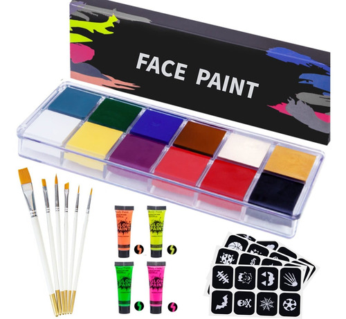 Kit Pintura Facial Halloween 12 Color Maquillaje Para 4