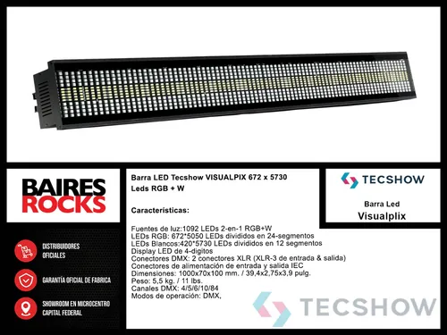 Barra Led Tecshow Visualpix 672 X 5730 Leds Rgb + W Cuo