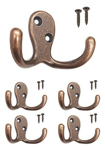 Double Robe Hook 5 Pack Antique Copper With Screws Coat...