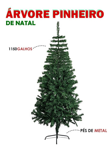 Arvore De Natal Pinheiro Luxo 2,1m 1.150 Galhos - Wincy