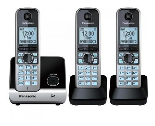 Telefone Sem Fio Com Base + 2 Ramais Kx-tg6713lbb Panasonic