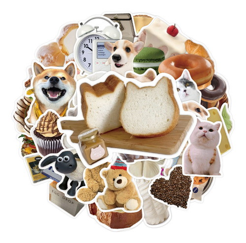 50 Pegatinas Comida For Muñecas De Perros Y Gatos Estilo Ins