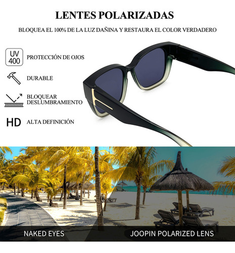 Lentes De Sol Sobrepuestos Hombre Mujer Polarizados De Moda Unisex Uv400 Anti Luz Solar Proteger Ojos Color Verde Degradado / Gris