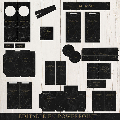 Kit Sos Baño Textos Editables Marmol Dorado, Bodas, 15 Años