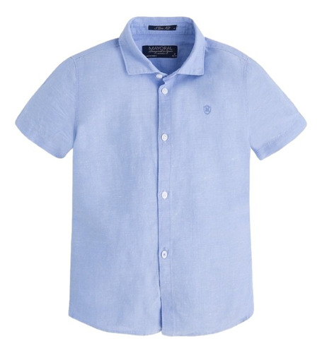 Camisa En Lino Para Niño Marca Mayoral Color Azul 13935