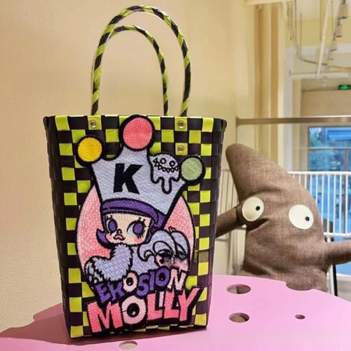 Bonita Bolsa Tejida Con Burbujas De Dibujos Animados, Lonche