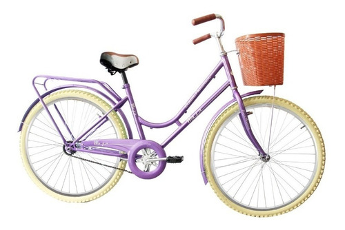 Bicicleta urbana femenina Black Panther Maja R24 1v freno contrapedal color morado con pie de apoyo