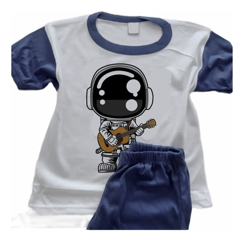 Pijamas Para Nenes Impresos Astronauta Con Guitarra - 0888
