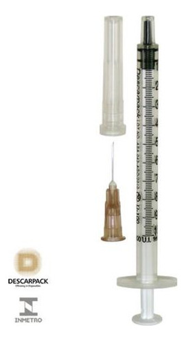 Seringa Com Ag. Insulina 1 Ml 13x045mm Kit 400un Descarpack