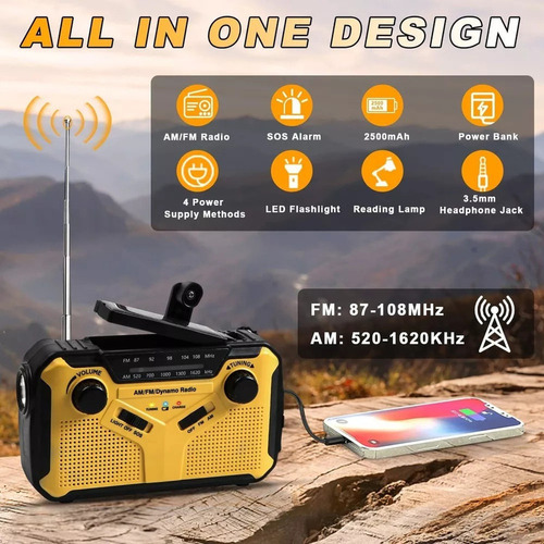 Radio Solar Portátil Tipo Biela Con Generador Am/fm