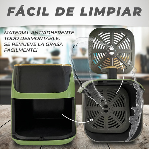 Freidora De Aire 8 Litros Verde Sin Aceite Airfryer 1800w Color Verde Musgo