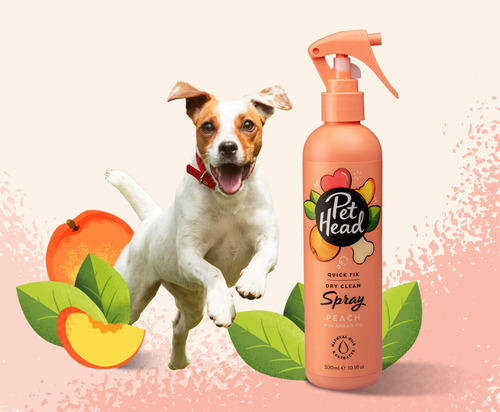 Pet Head Spray Quick Fix Dry Bath, 300 ml, fragancia a melocotón