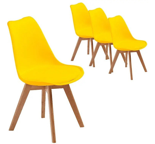 Silla Eames Acolchonada Comedor Base Madera