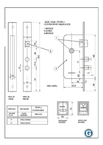 Imagen 8 de 10 de Cerradura De Puerta Trabex 6625 Exterior Seguridad 2 Llaves