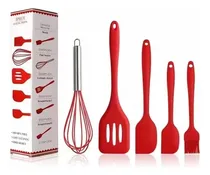 Comprar Set Cocina Reposteria Espatula + Pincel + Batidor Silicona Color Rojo