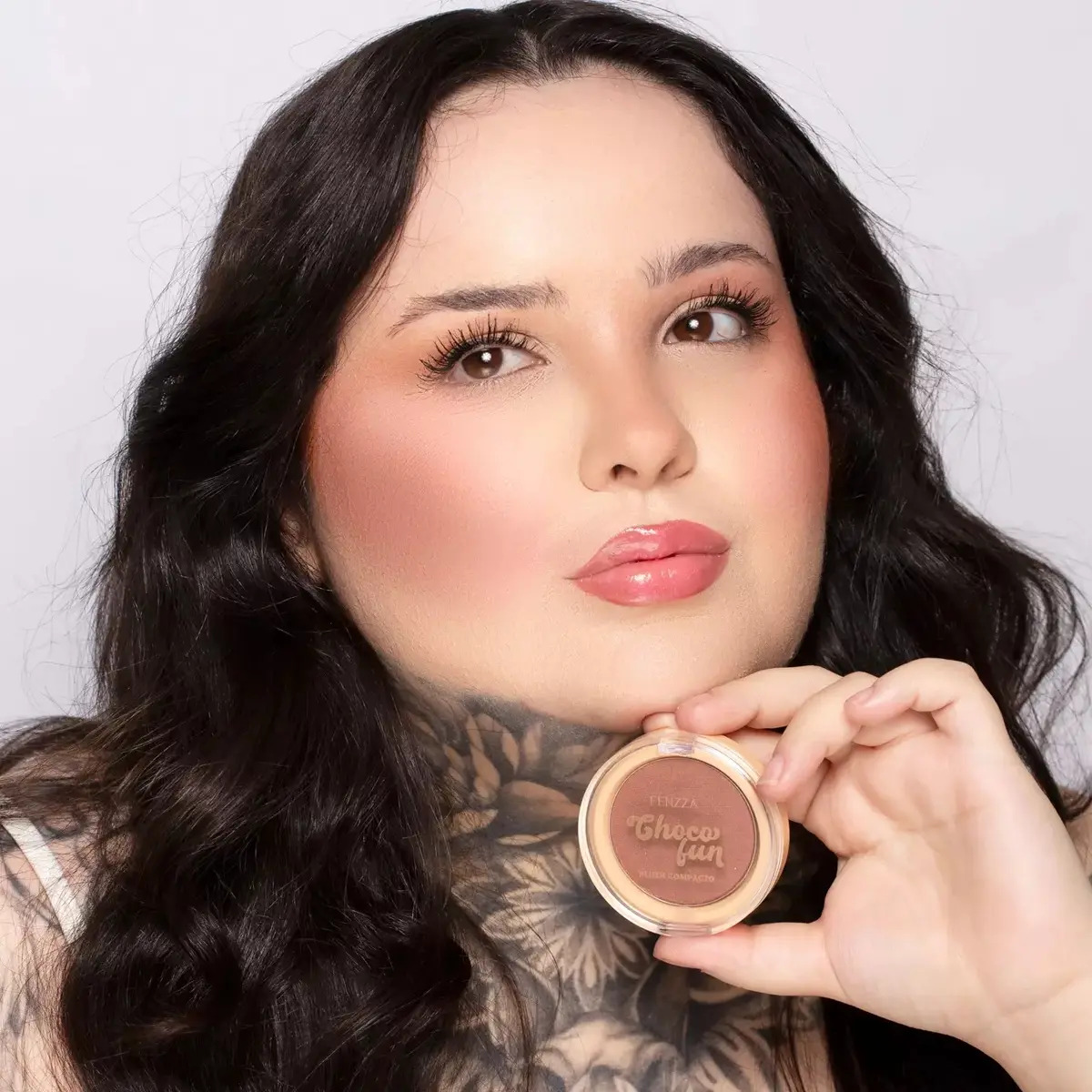 Fenzza Blush Compacto Choco Fun Tom Belga Pele Morena Longa Duração — miniatura 4