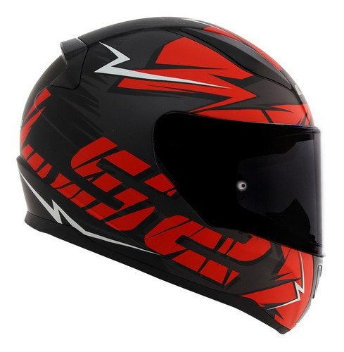 Capacete Ls2 Rapid Ff353 Cromo Cor Preto-fosco/Vermelho Tamanho do capacete 56/S