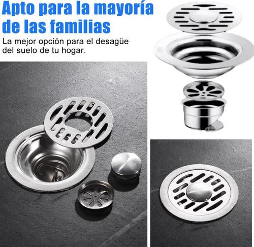 Coladera Baño Acero Inox 304 - Antihormigas Y Antiolores - 2pz, 15cm