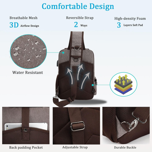 Basicpower Messenger Bag Canvas Sling Crossbody Mochila Para