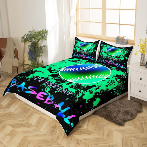 Jejeloiu Béisbol Juego De Cama De Béisbol Twin Size Kids 3d
