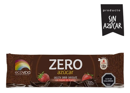 Galleta Zero Chocolate Frutilla, Ecovida, Sin Azúcar, Vegano