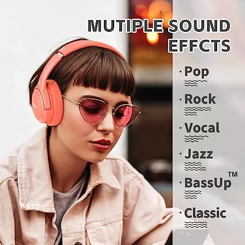 Auriculares inalámbricos Bluetooth sobre la oreja 65H tiempo de  reproducción HiFi Auriculares estéreo con micrófono y modos 6EQ plegables  Bluetooth