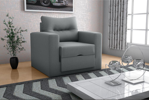 Sofá Cama Marissol 1 Lugar Suede Cinza