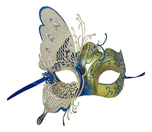 Máscaras Con Diseño De Mariposa Veneciana Blanca Ajustable