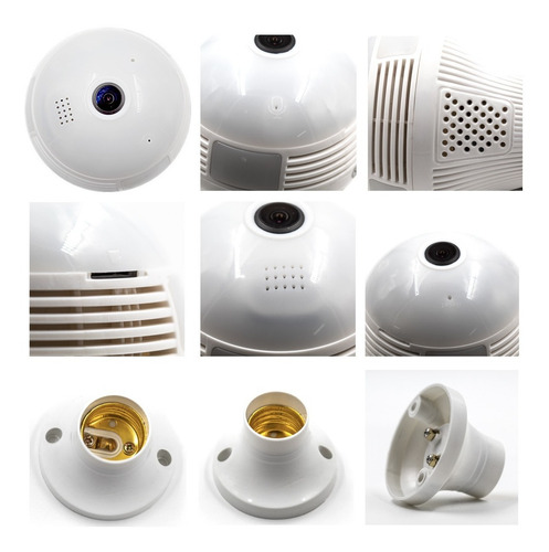 Lâmpada Câmera Led Wifi Ip Hd Panorâmica 360º Espiã Celular
