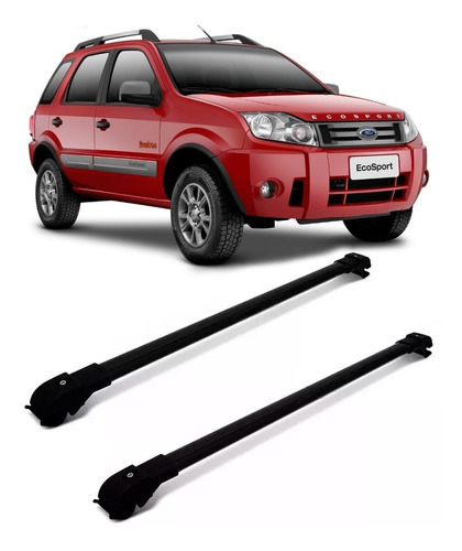 Rack Teto Travessa Ecosport 2010 2011 Slim Preta Aluminio