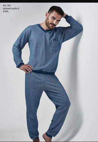 Pijama Hombre Manga Larga Jackard Escote V Tipico 767