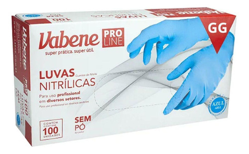 Luvas Nitrílicas Vabene Pro Line Sem Pó Tam:gg C/100 Uni