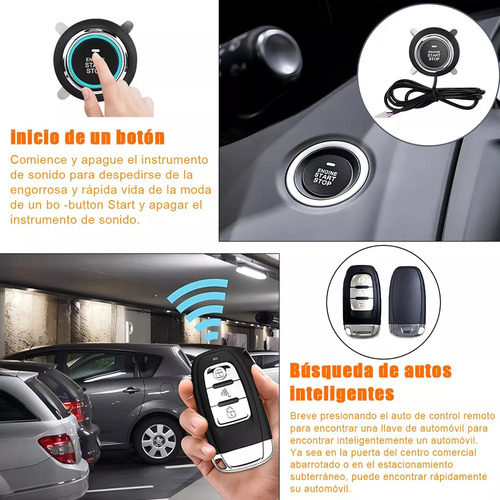 Car Alarma Arranque Antirrobo Botón Encendido Con Control