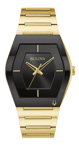 Reloj Bulova Futuro Cuarzo Dorado Negro Original Dama