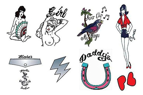 Deluxe Amy Winehouse Disfraces Tatuajes Set De 9 Temporales