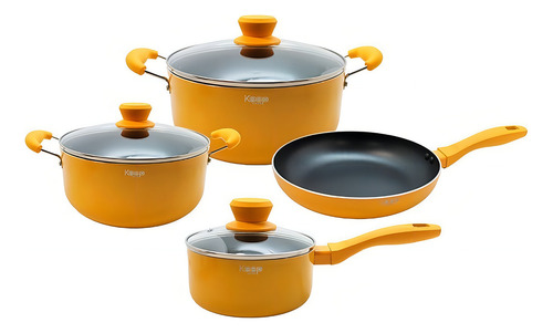 Bateria Cocina 7 Piezas Keep Titanium Pro 4 Premium Amarillo