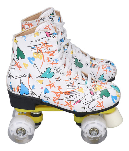Patines De Ruedas De 4 Ruedas De Doble Hilera, Color Blanco