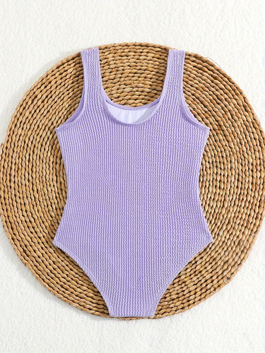 Traje De Baño De Una Pieza For Niñas Con Cuello En U For