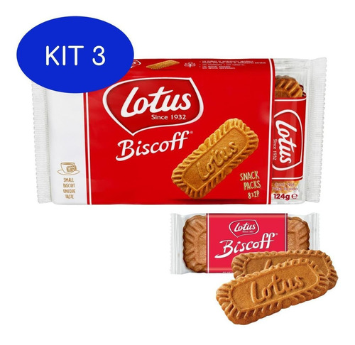 Kit 3 Biscoito Bolacha Belga Lotus Biscoff 16 Biscoitos