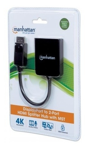 Video Splitter Manhattan Displayport 1dp In:2hdmi Out Usb/ms