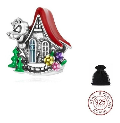 Charm Dije Casa Casita Navidad Plata S925 Para Pulsera