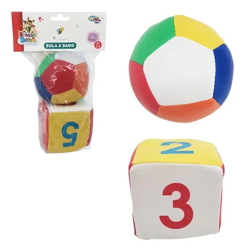 Bola e Dado Sensorial com Chocalho para Bebês