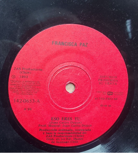 Vinilo Single Francisca Paz Eso Eres Tú 