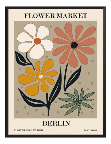 Cuadro Berlin Flower Market Colores  Vector Cuarto C/ Marco
