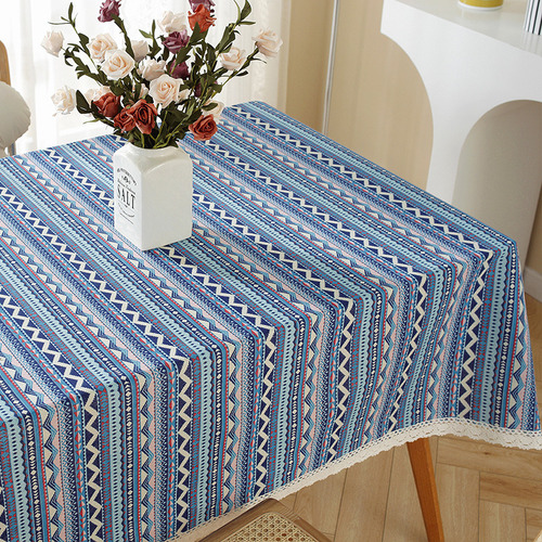 Mantel Étnico De Algodón-lino: Diseño Creativo Y Lavable