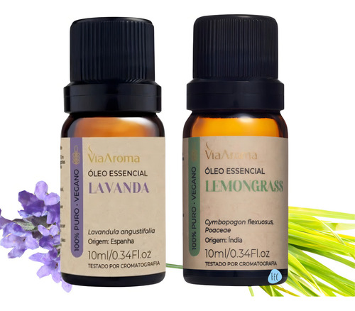 Kit Óleo Essencial De Lavanda E Capim Limão Via Aroma