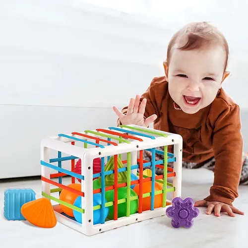 Juego Caja Didáctica Estimulación Motriz +12 Pz Bebé Huanger Color Multicolor