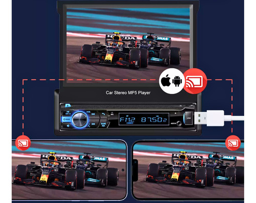 Autoestéreo Pantalla Retráctil Bluetooth Mp5 Cámara Reversa